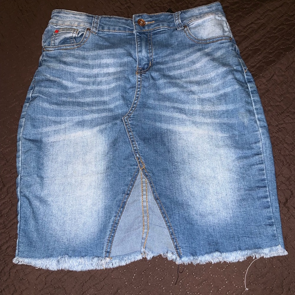Blue jean skirt with split